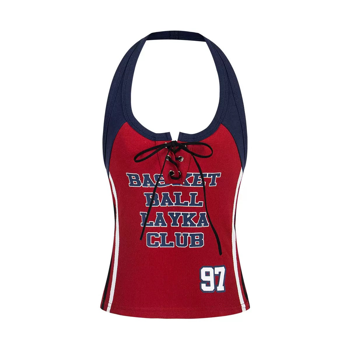 GRAZIA VIRA Women's "Basketball Layka Club" Lace-Up Halter Tank Top